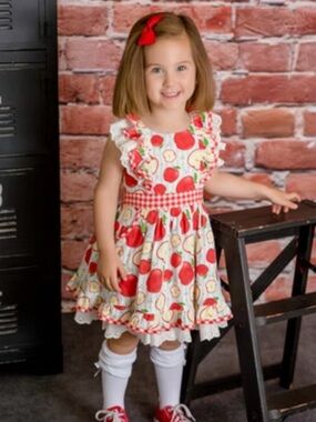 Apple Print Kids Casual Dress